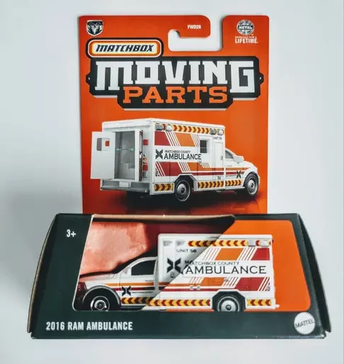 Matchbox 2024 Moving Parts 16 of 54 - 2016 Ram Ambulance white HVN01