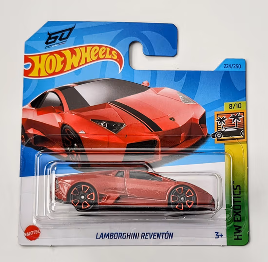 Hot Wheels 2023 HW Exotics 8 of 10 - Lamborghini Reventon deep red short card HKH94