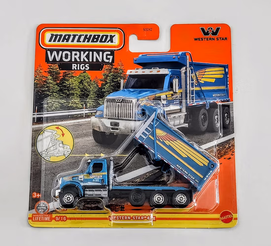 Matchbox 2023 Working Rigs 2 of 16 Western star 6900XD blue HLM89 (Cleveland Wiersma Towing)