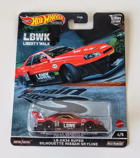 Hot Wheels 2022 Car Culture Mountain Drifters 4 of 5 LB-ER34 Super Silhouette Nissan Skyline Red HCJ81