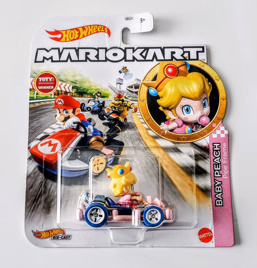 Hot Wheels 2023 Mario Kart Baby Peach w/Pipe Frame HDB30