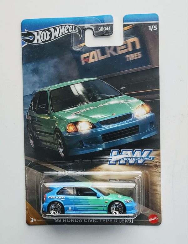 Hot wheels Silver Line Series - HW Speed Graphics GDG44-957J - 1 of 5 - 199 Honda Civic ek9 blue (Falken Tires) HRT0