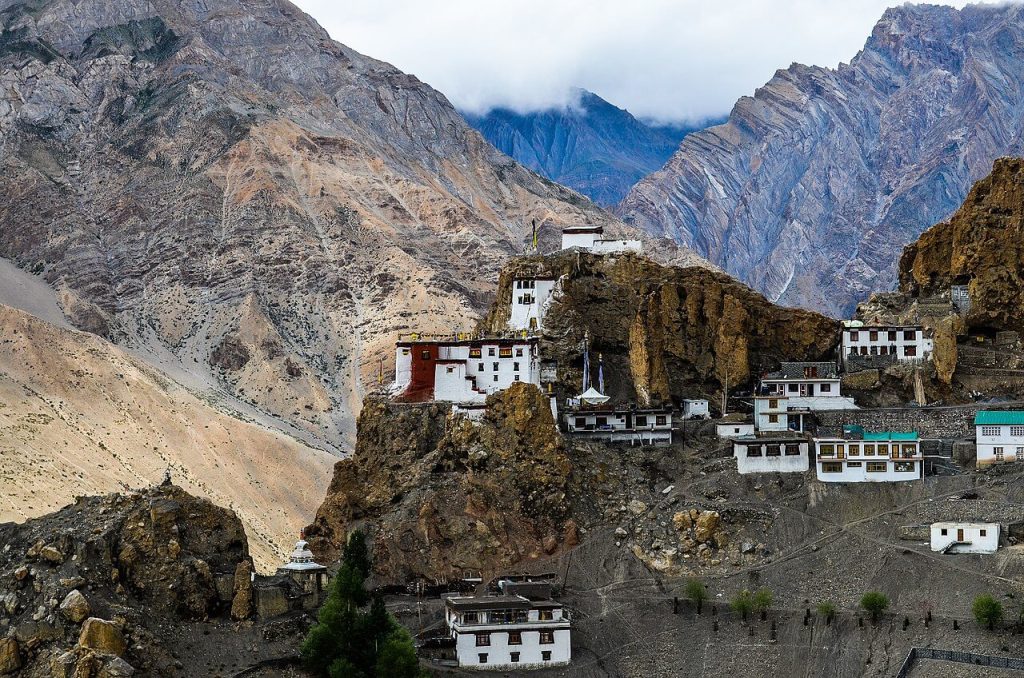 Dhankar monastery, buddhism, spiti valley, village, Himachal Pradesh, mountains. 