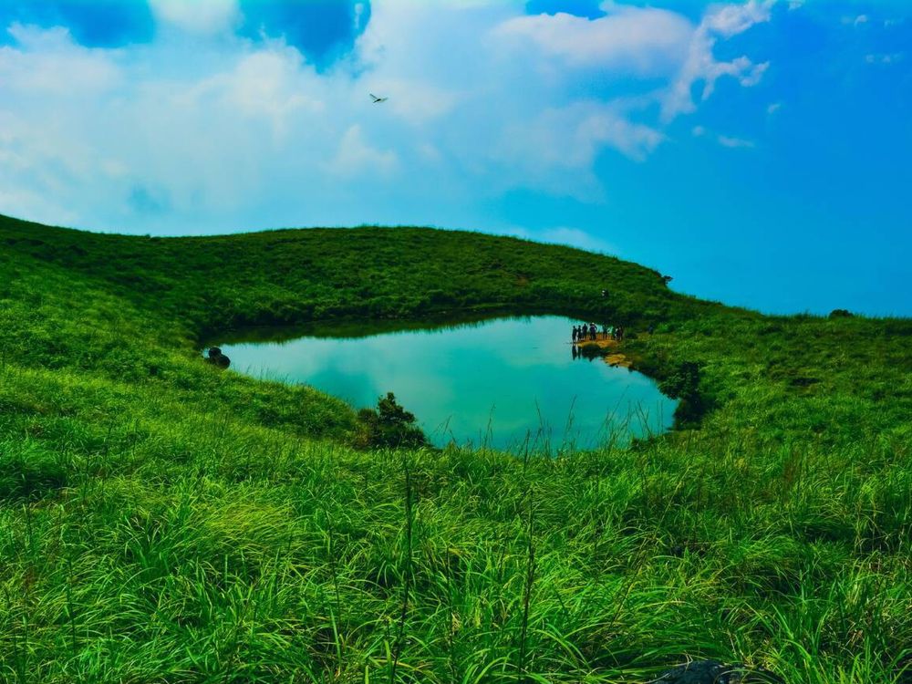 Heart lake at Chembra peak in Wayanad, Kerala