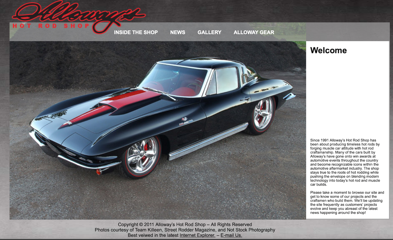 Alloway’s Hot Rod Shop Website