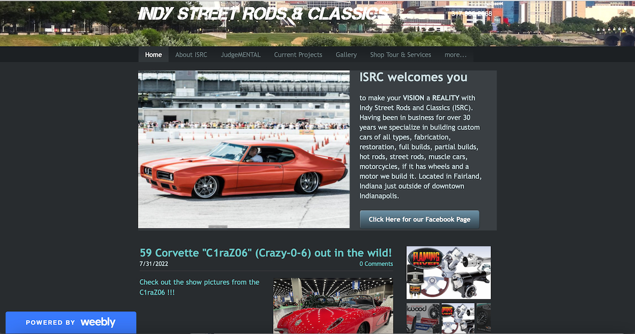 Indy Street Rods and Classics Website