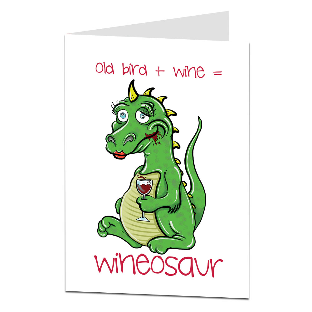 Funny Birthday Card For Her Wineosaur By LimaLima