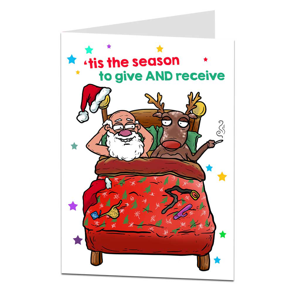Rude Christmas Card Adult Santa Design.