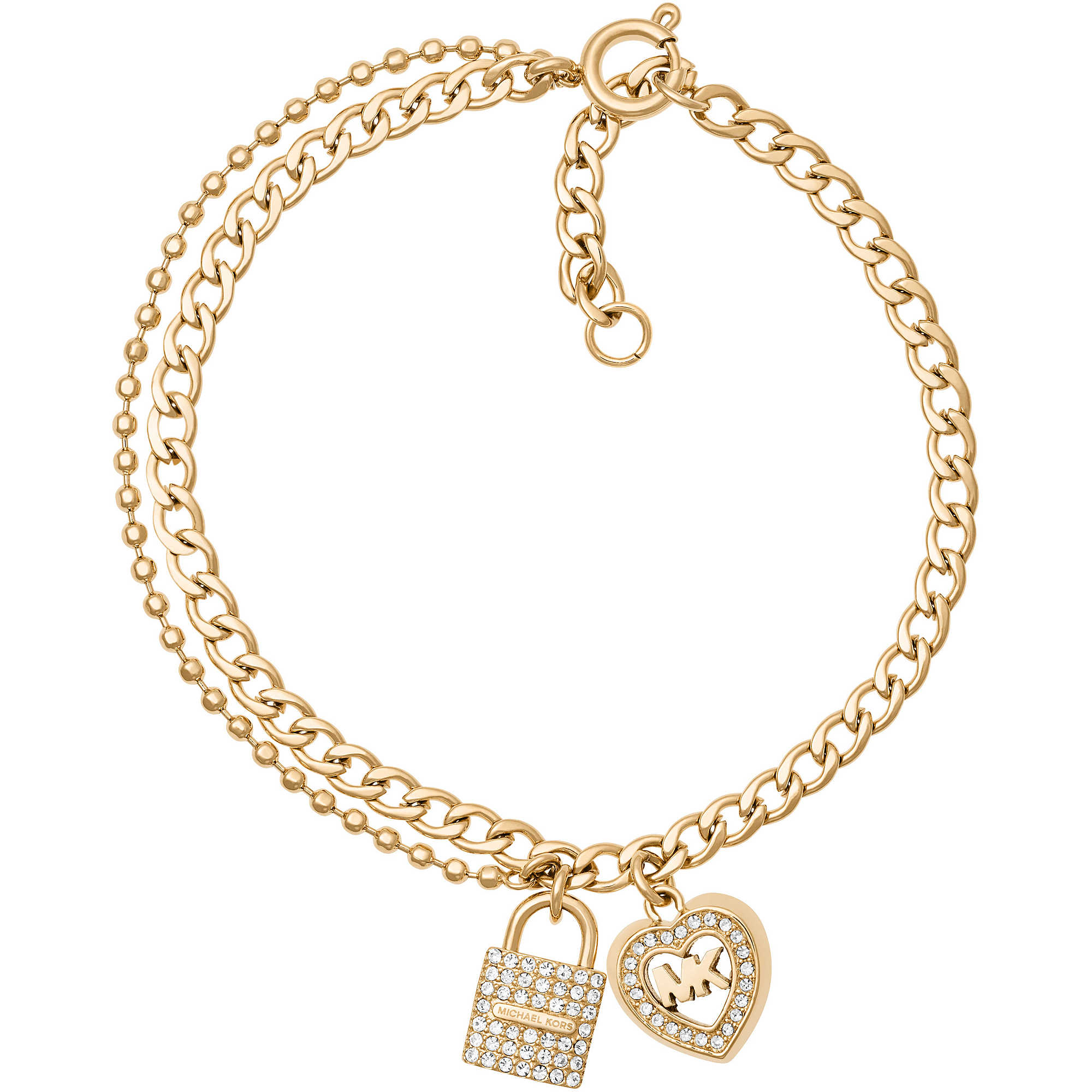 MICHAEL KORS White Enamel Pave Crystal Gold PADLOCK Bangle Bracelet | Bangle  bracelets with charms, Bangles, Bangle bracelets