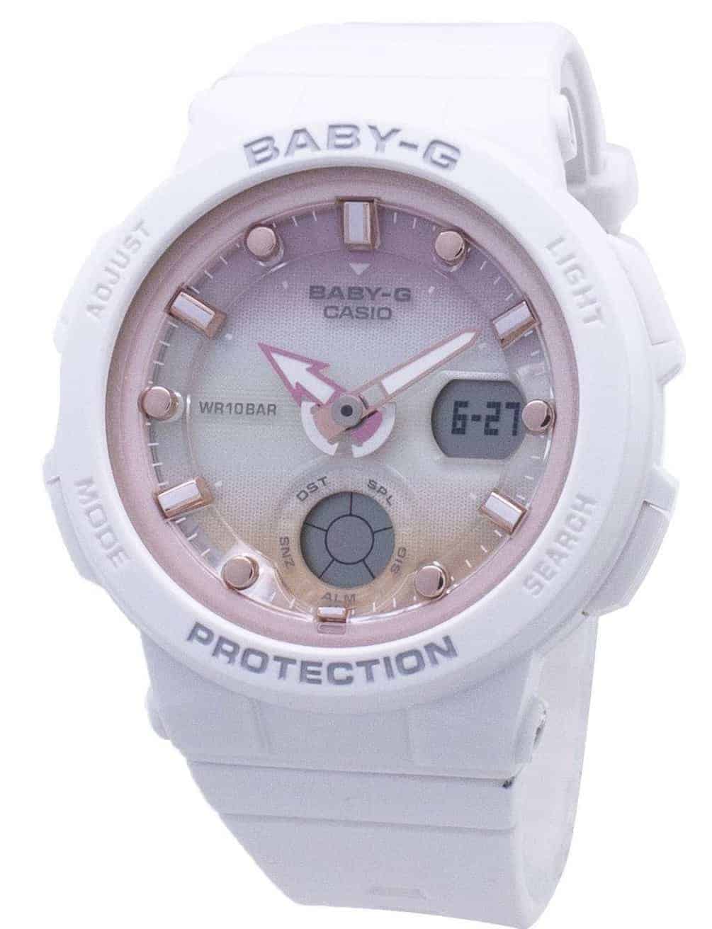 Casio Baby-G Analogue/Digital White/Rose Gold Beach Travel Watch Bga250-7A2  Bga-250-7A2 - Linda & Co