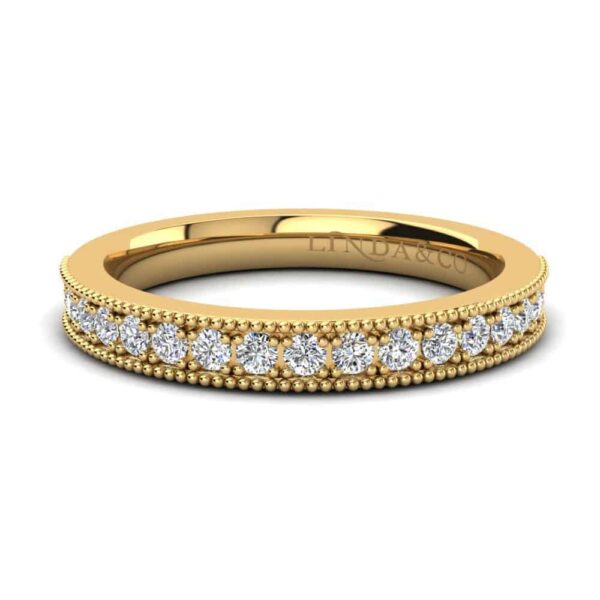 Diamond Essentials 18k Yellow Gold Pave Milgrain Diamond Band_0