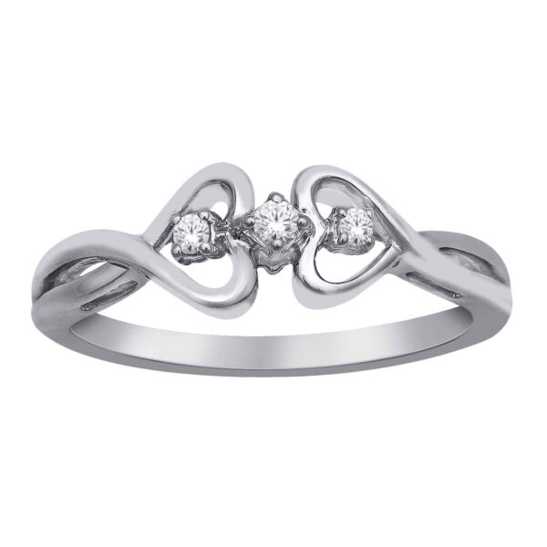 White Gold Double Heart Diamond Ring_0