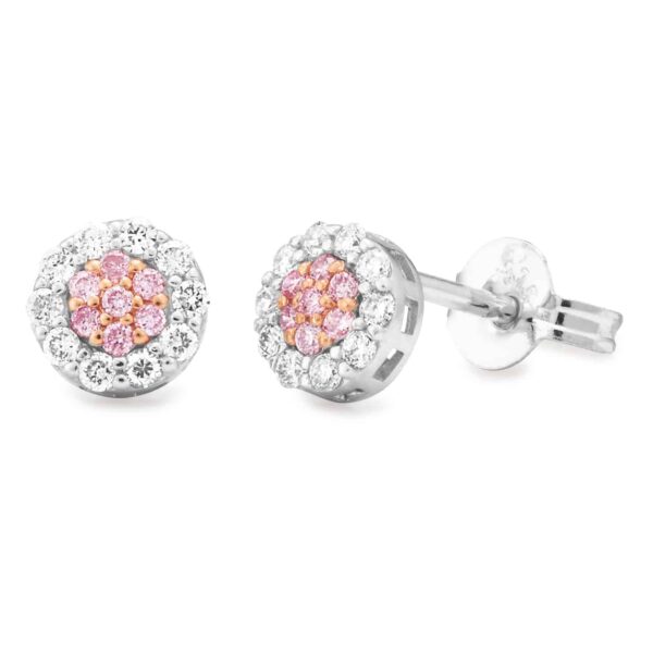 9ct White Gold Cluster Set Pink Argyle Diamond earrings_0