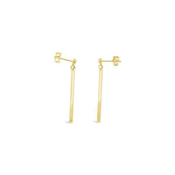 9K Yellow Gold Drop Bar Stud Drop Earrings_0