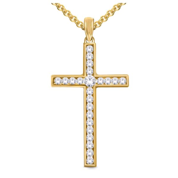 Yellow Gold Diamond Set Cross Pendant_0