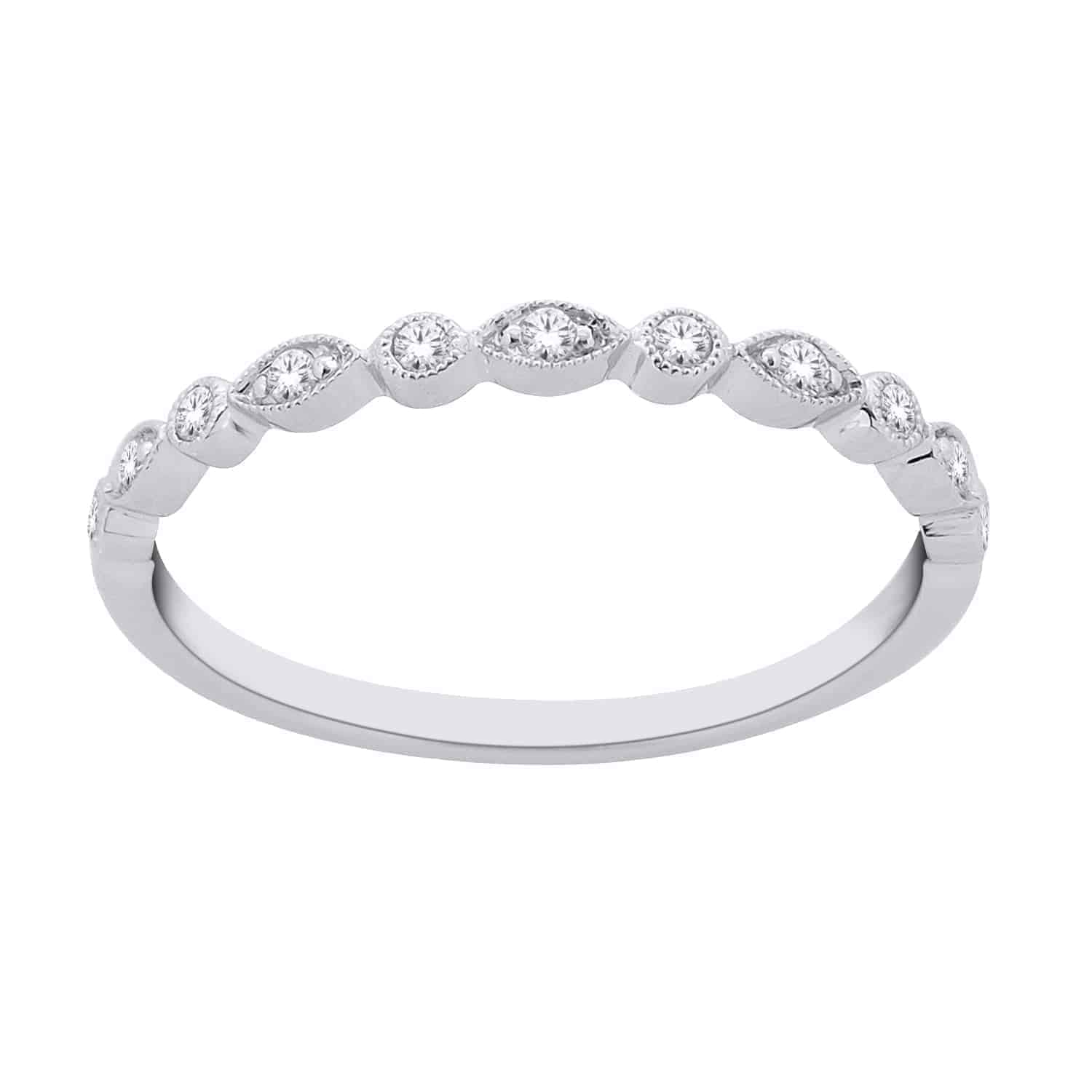 White Gold Round Brillant Cut Diamond Stackable Bands_0