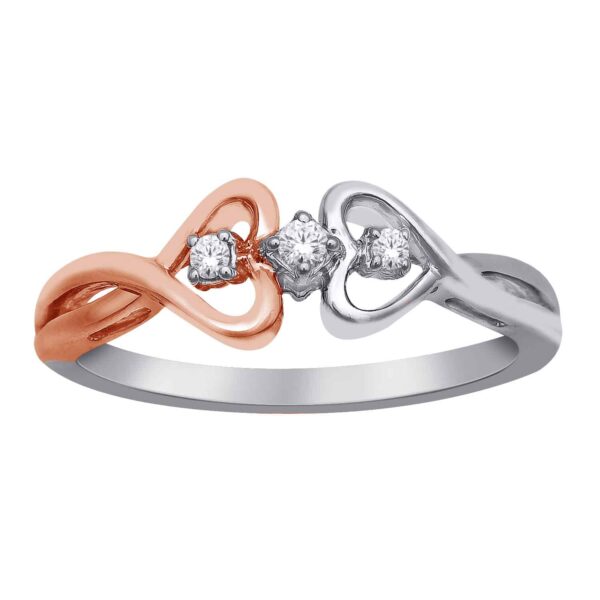 Rose Gold Double Heart Diamond Ring_0