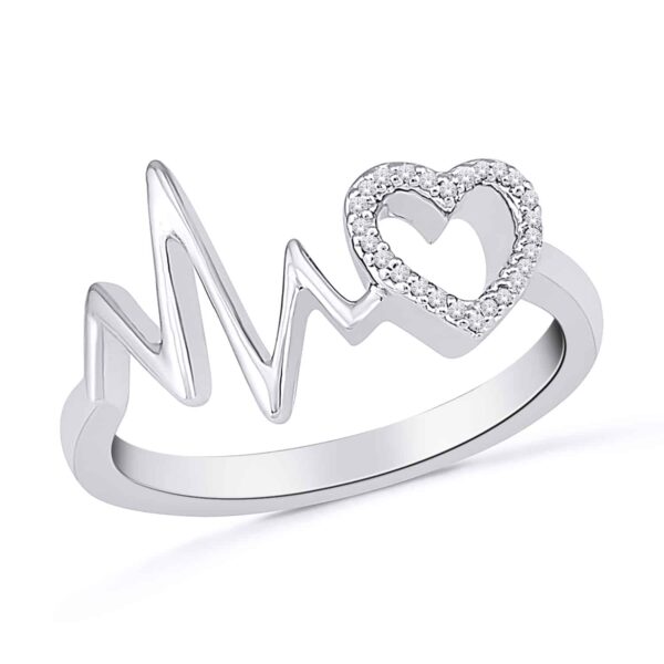 White Gold Diamond Heart Beat Ring_0