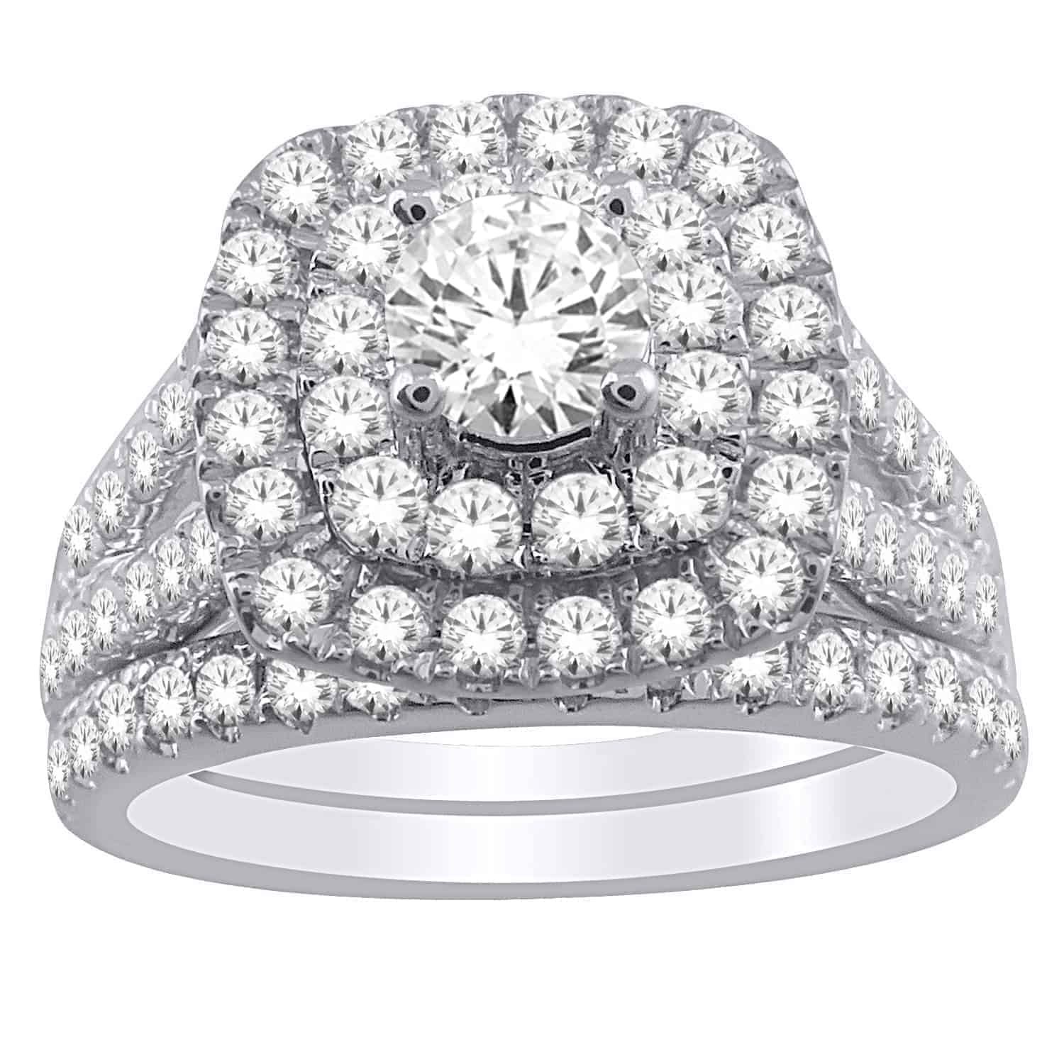 Uneek Fine Jewelry Uneek Round Diamond Engagement Ring with Cushion-Shaped Double  Halo and Pave Double Shank 279750 - Kassab Jewelers