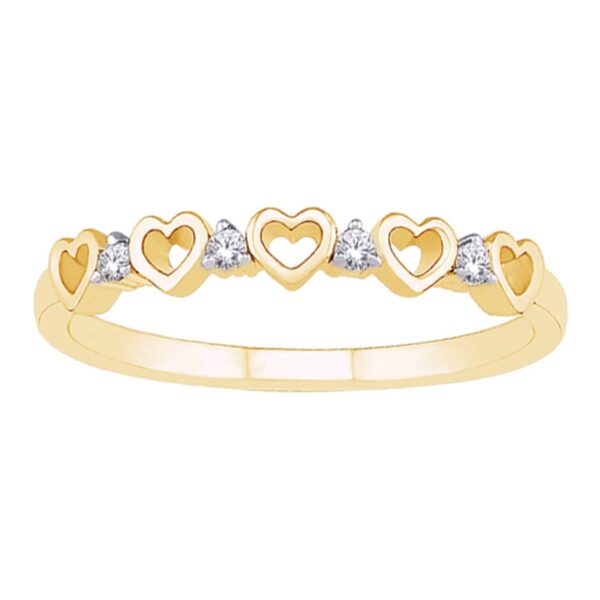 Yellow Gold Diamond Heart Ring_0