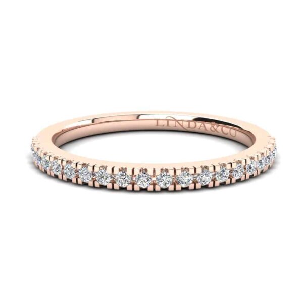 Diamond Essentials 18k Rose Gold Claw Set Thin Profile Band_0