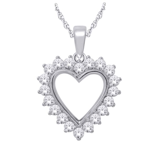 White Gold Diamond Heart Pendant_0
