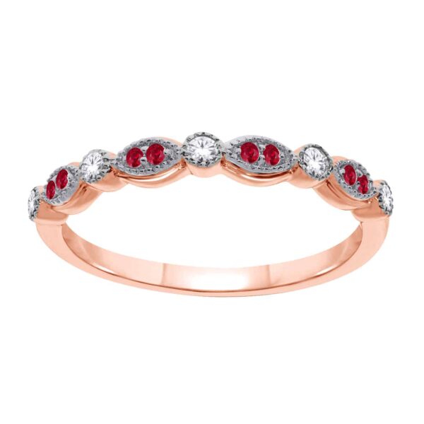 Rose Gold Ruby & Diamond Band_0