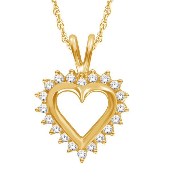 Yellow Gold Diamond Heart Shaped Pendant_0