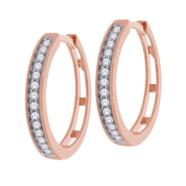 Rose Gold Diamond Round Hoop Earrings_0