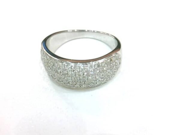 18ct White gold five row pave set diamond band_0