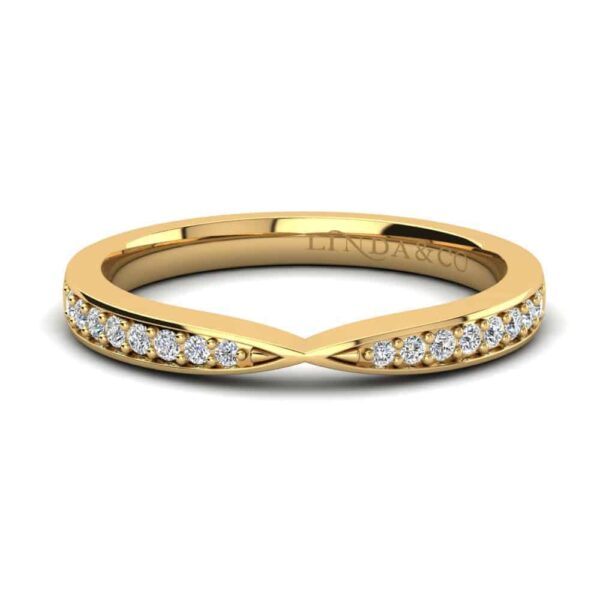 Yellow Gold Pinched Diamond Wedding Band