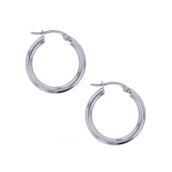 9k White Gold 15mm Roud Hoop Earrings_0