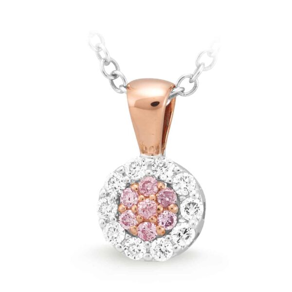 9ct Rose Gold Cluster Set White and Pink Argyle Diamond Pendant_0