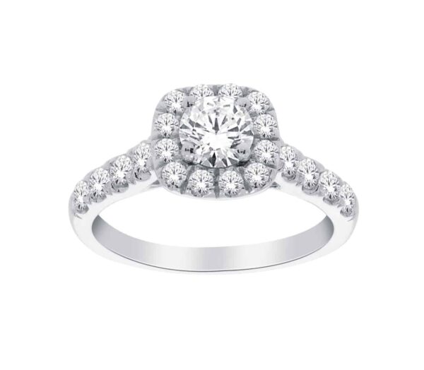 White Gold Round Brillant Cut Halo Engagement Ring_0