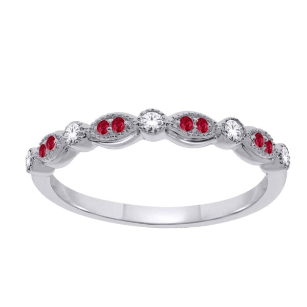 White Gold Ruby & Diamond Band_0