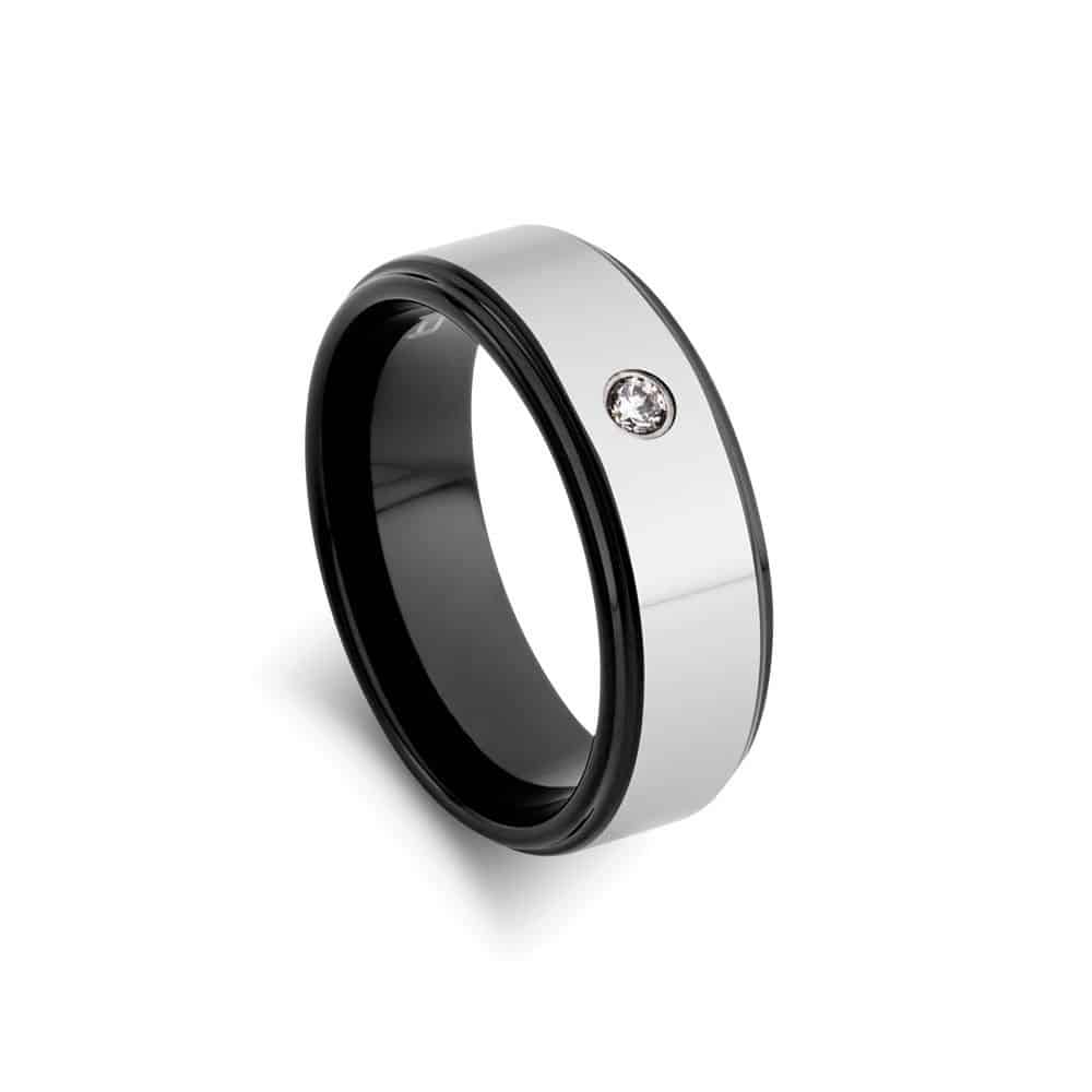 Blaze Tungsten Ring with Black - Linda & Co