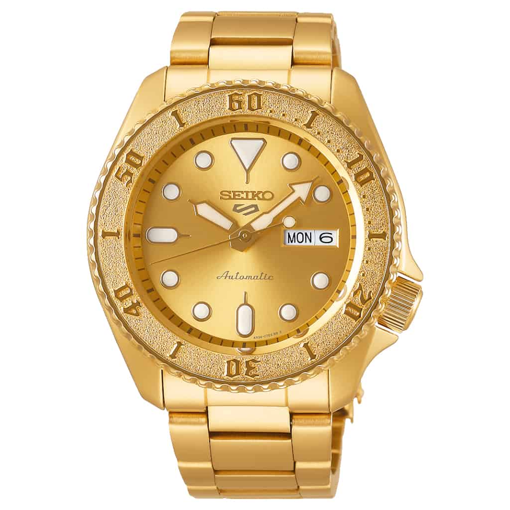 luft en Bevidst Seiko 5 Automatic Gold Watch SRPE74K - Linda & Co