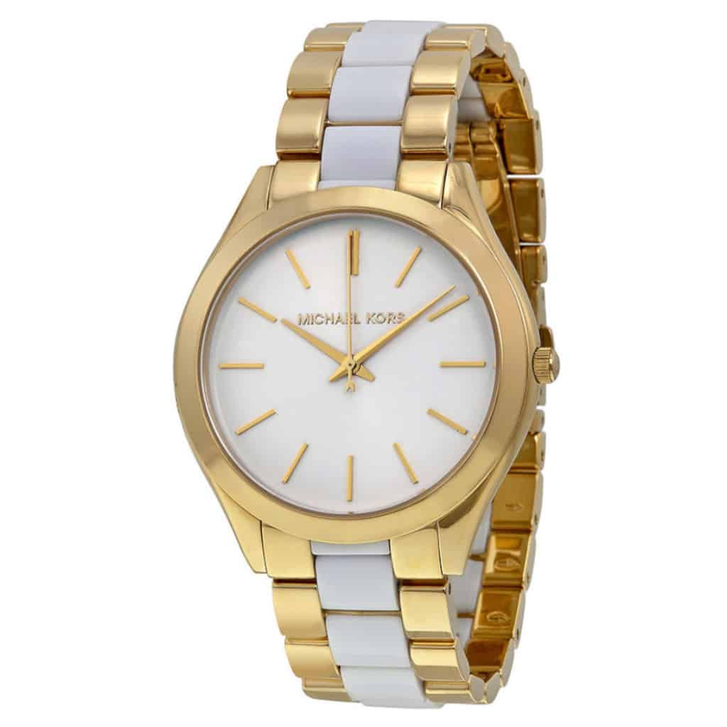 mk slim runway watch gold