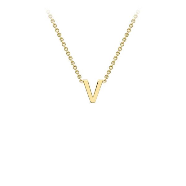 9K Yellow Gold Necklace with Initial V 38+5cm_0