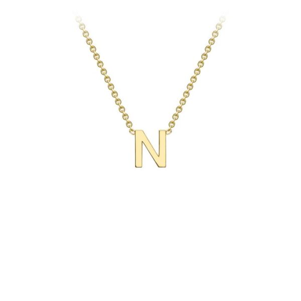 9K Yellow Gold Necklace with Initial N 38+5cm_0