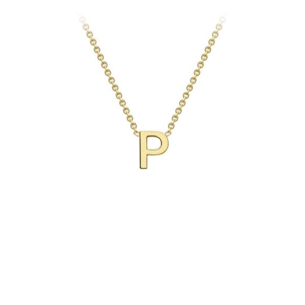 9K Yellow Gold Initial P Necklace 38+5cm_0