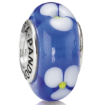 Pandora Murano Glass Bead Blue w Flowers_0