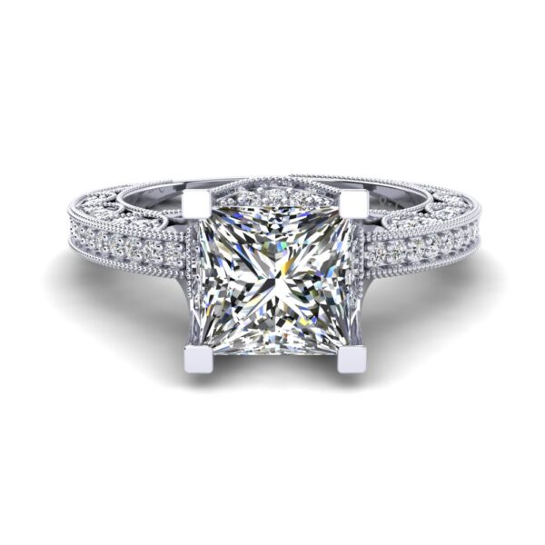 PRINCESS CUT DIAMOND ENGAGEMENT RING WHITE GOLD