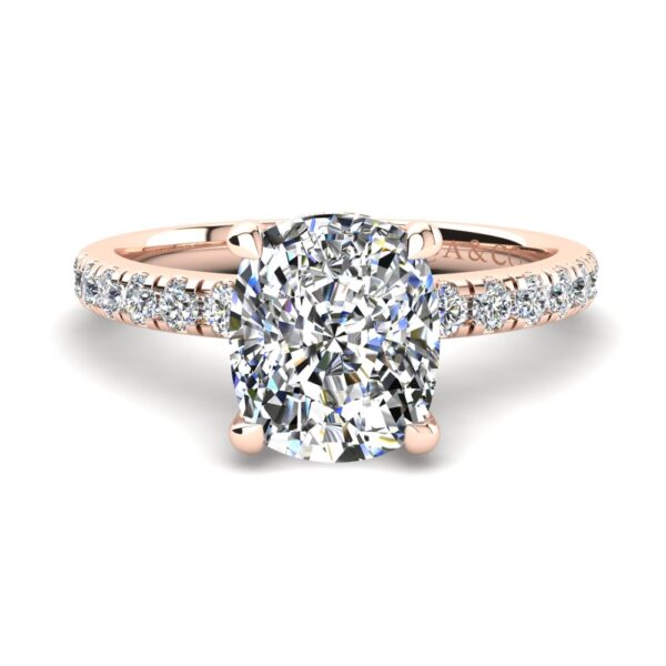 Solitaire Engagement Ring with side stone Rose Gold