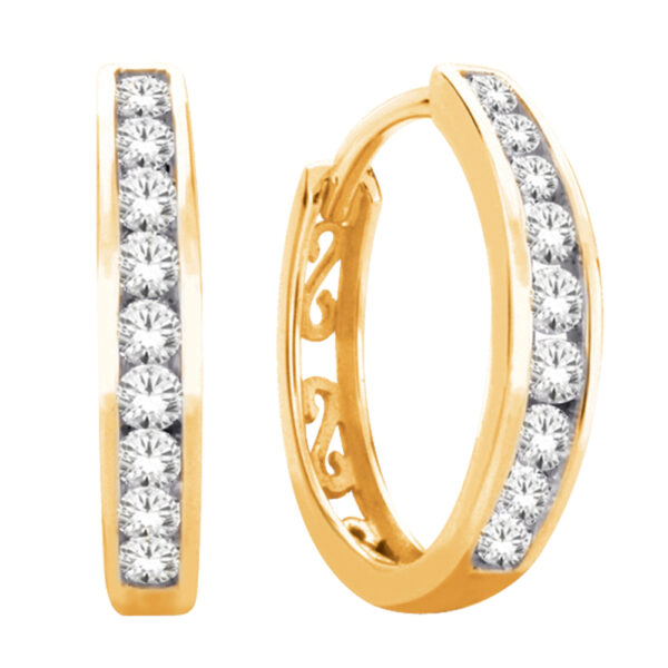 10K 0.15CT DIAMOND HOOP EARRING YG_0