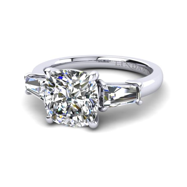 Solitaire Trilogy Engagement Ring White Gold