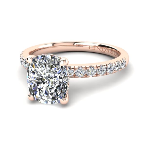 Solitaire Engagement Ring with side stone Rose Gold