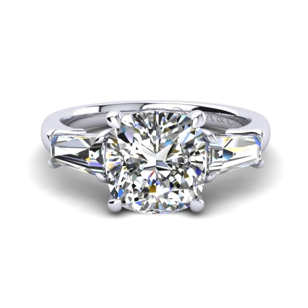 Solitaire Trilogy Engagement Ring White Gold