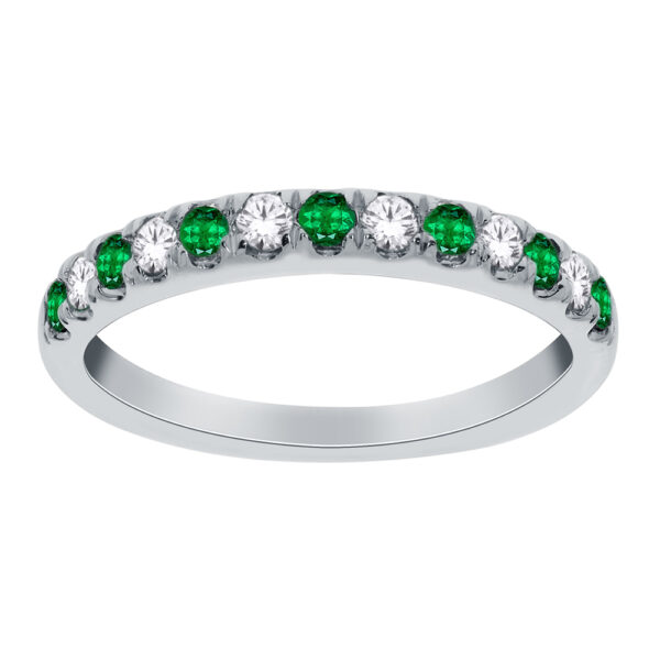 White Gold Diamond and Emerald Band_0