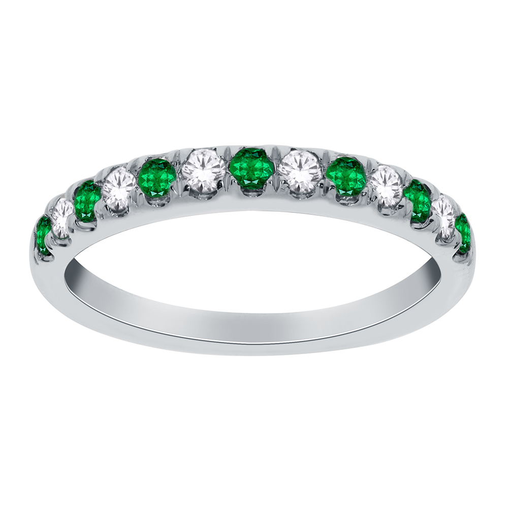 White Gold Diamond and Emerald Band - Linda & Co